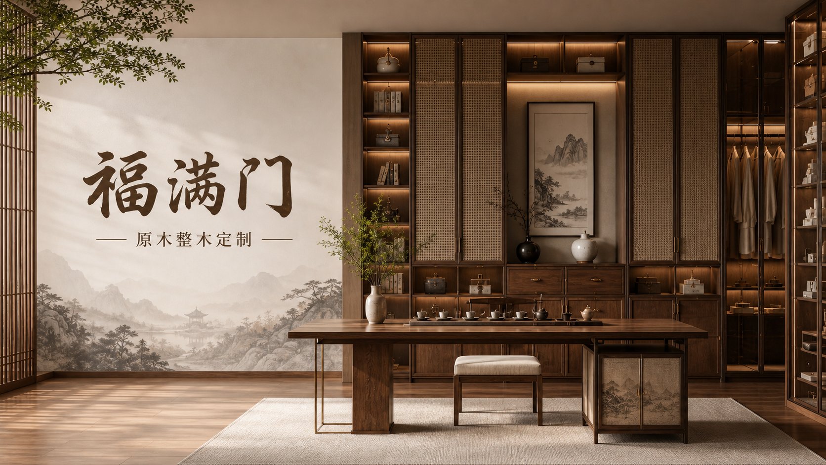 福满门原木整木定制品牌展示图